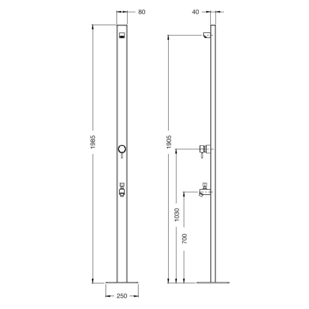 Rainware Suncoast Premium Freestanding Hot & Cold Shower w/Footwash - 316 Stainless Steel - 4505-Suncoast