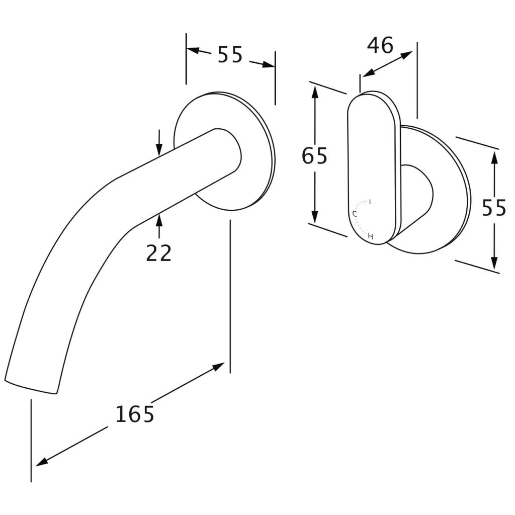 Sussex Duet 165 Progressive Wall Basin Mixer Set - Chrome - DPWBMS165