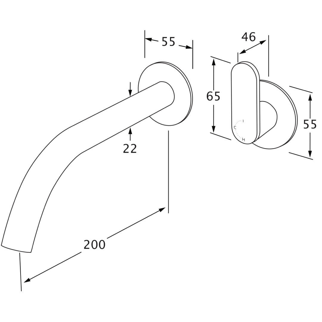 Sussex Duet 200 Progressive Wall Basin Mixer Set - Chrome - DPWBMS200
