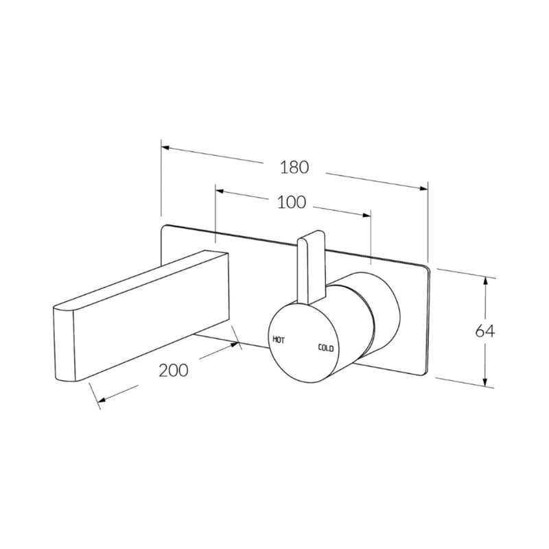 Sussex CALIBRE Wall Basin Mixer Set 200mm - Brushed Gunmetal