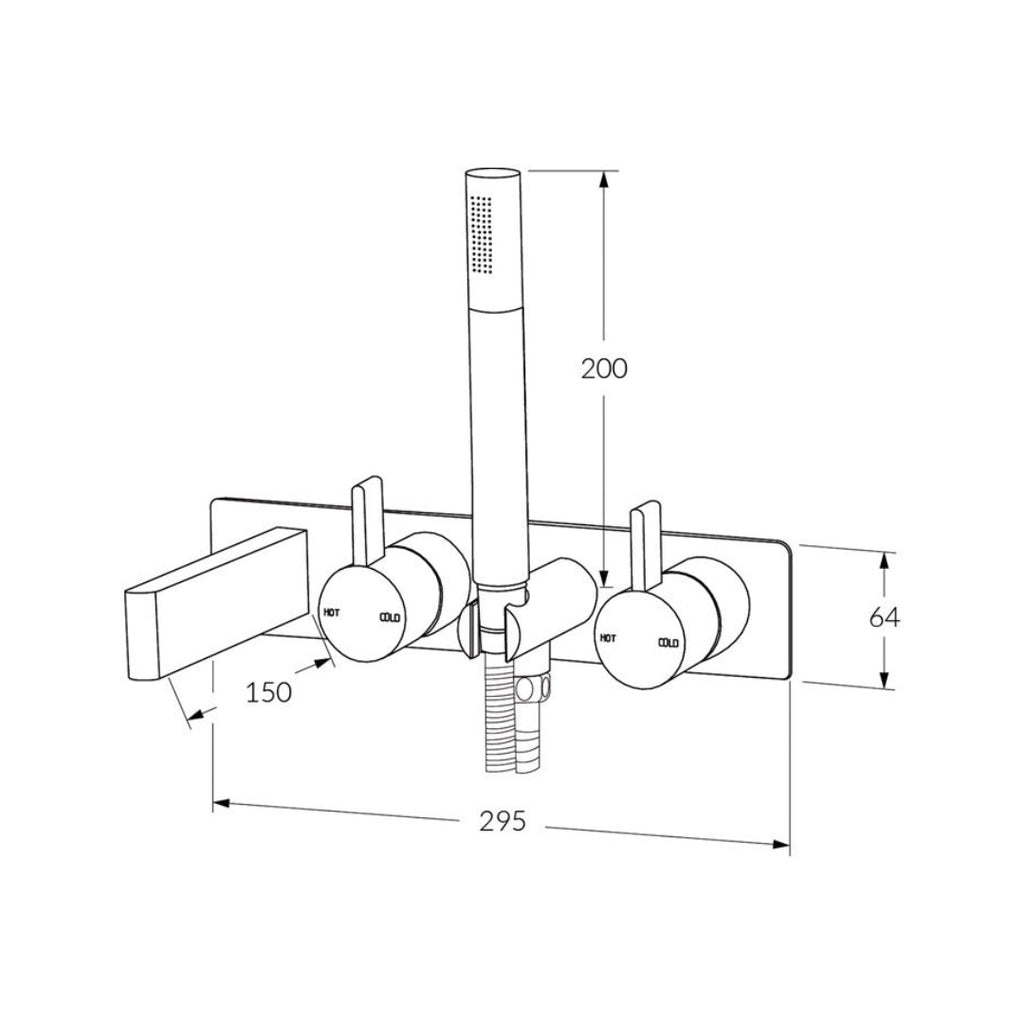 Sussex Calibre Bath Wall Mixer System 150mm - Chrome - CBMS150RH