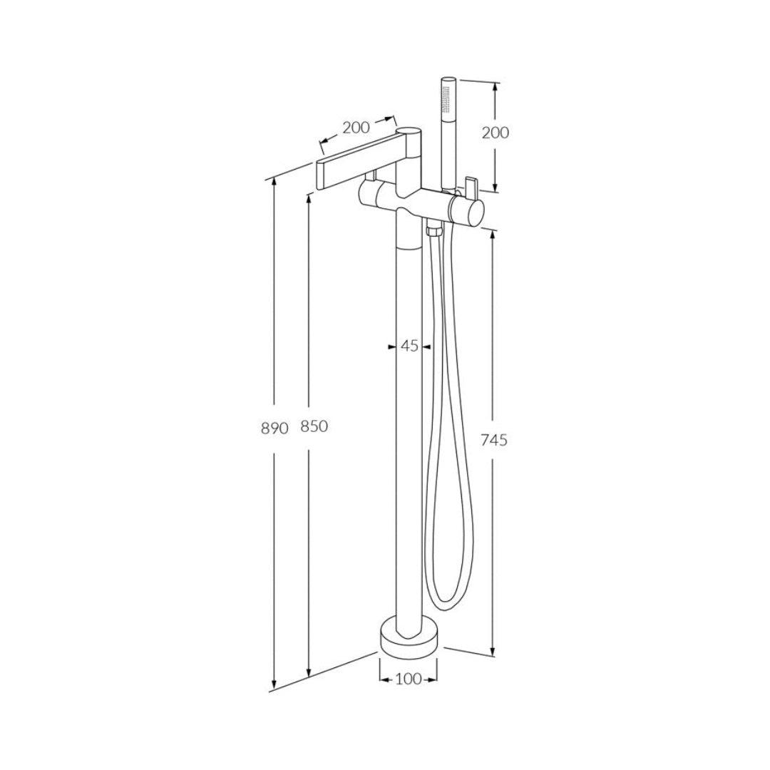 Sussex Calibre Floormount Mixer with Handshower w- Installation Kit - Chrome - CFMHST + SXFMMIK