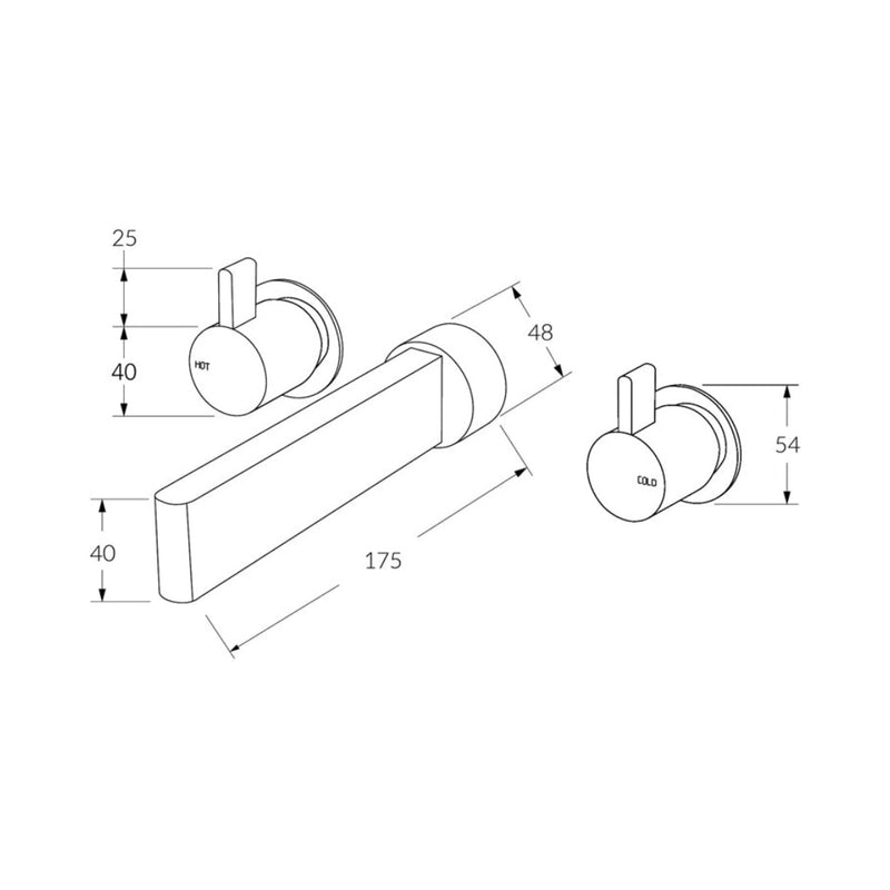 Sussex Calibre Wall Bath Set 175mm - Brushed Gunmetal