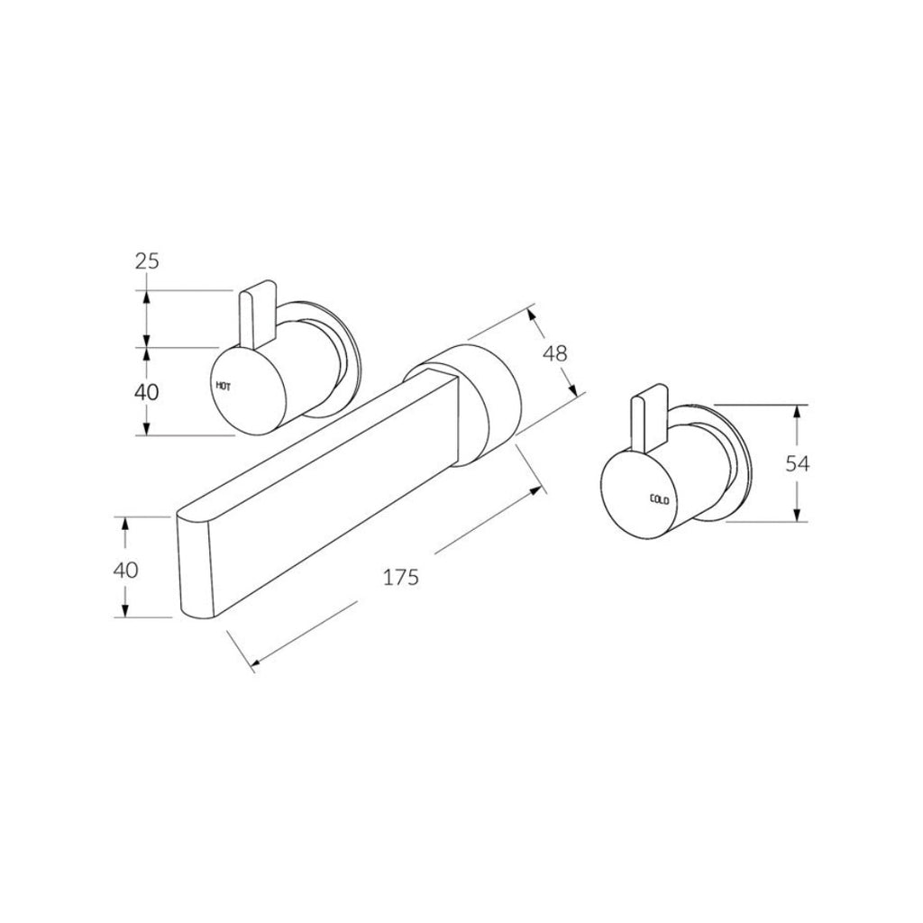 Sussex Calibre Wall Bath Set 175mm - Chrome - CBS175