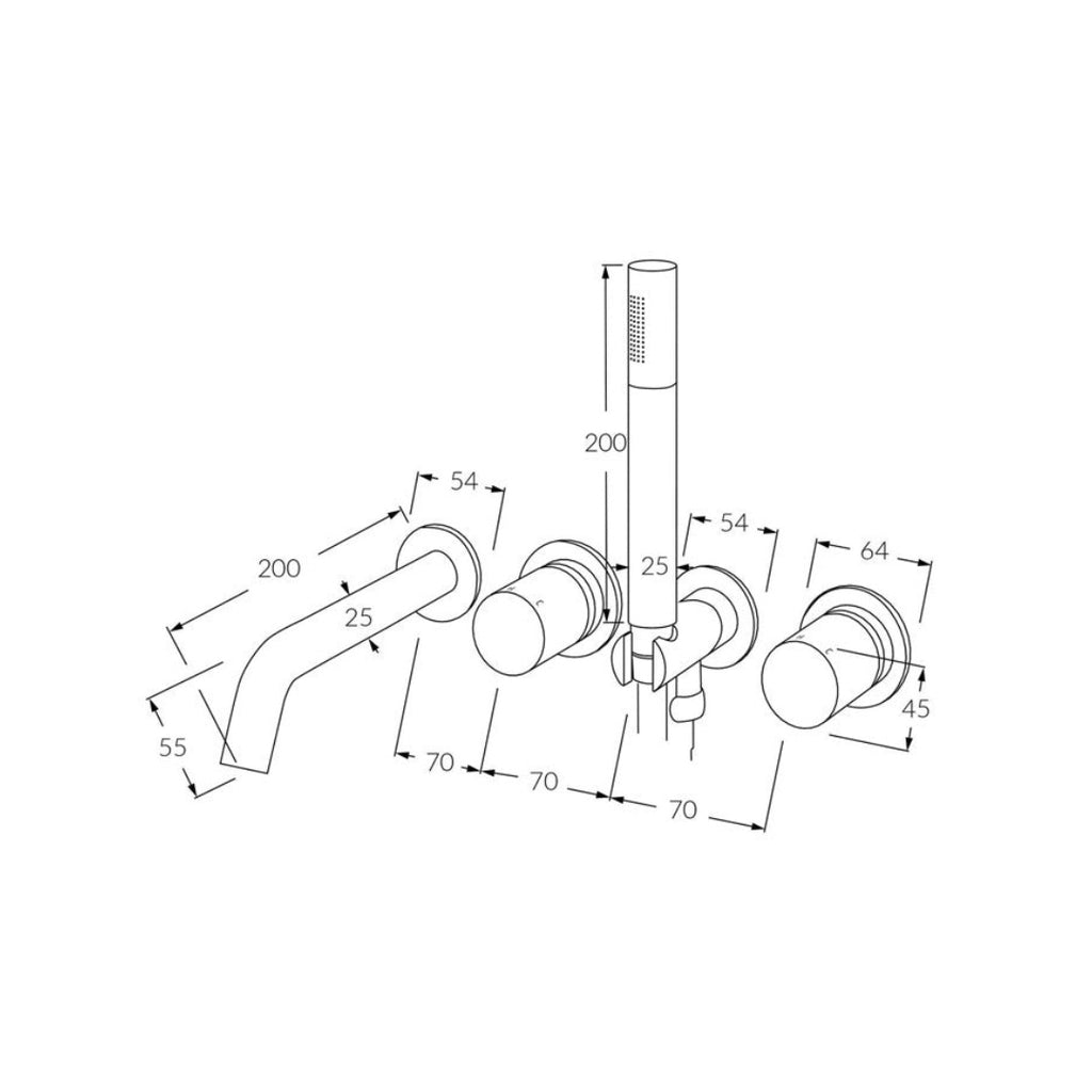Sussex Circa Bath Mixer System 200mm with Handshower Chrome - RBMS200RH