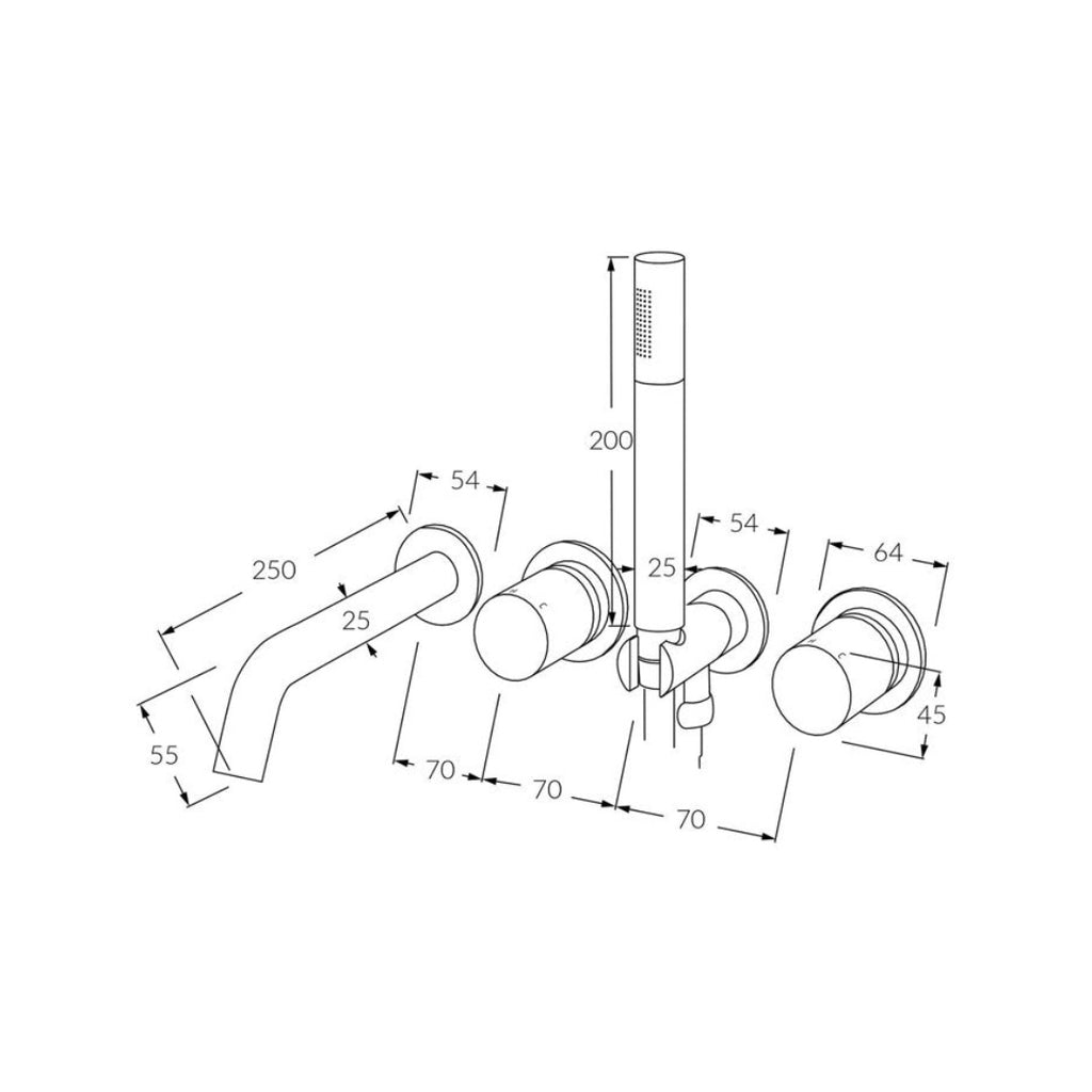 Sussex Circa Bath Mixer System 250mm with Handshower Chrome - RBMS250RH