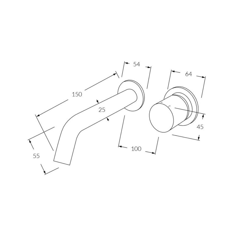 Sussex Circa Wall Basin Mixer System 150mm - Chrome