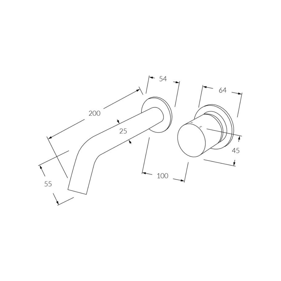 Sussex Circa Wall Basin Mixer System 200mm - Chrome - RWBMS200RH