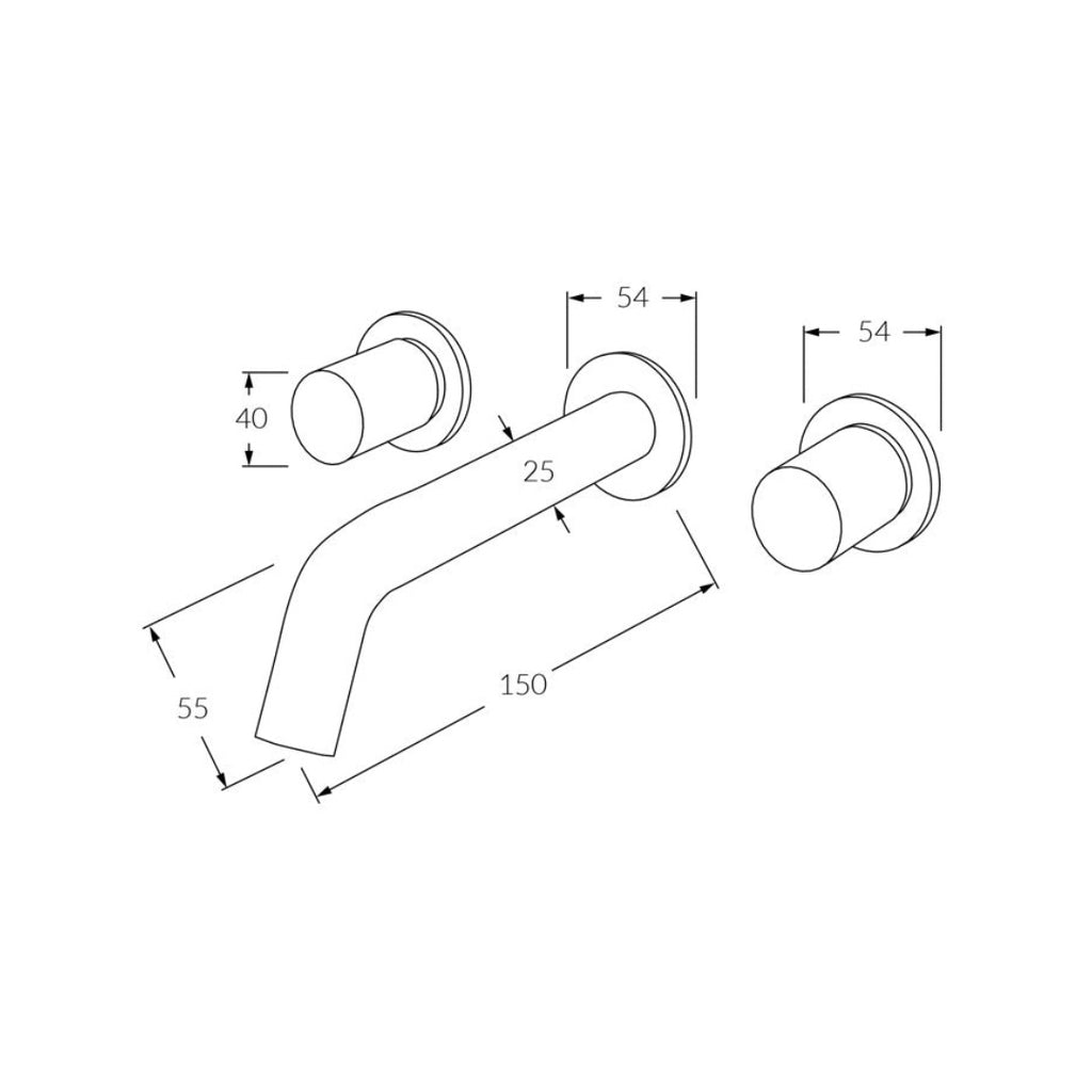 Sussex Circa Wall Bath Set 150mm - Chrome - RBS150