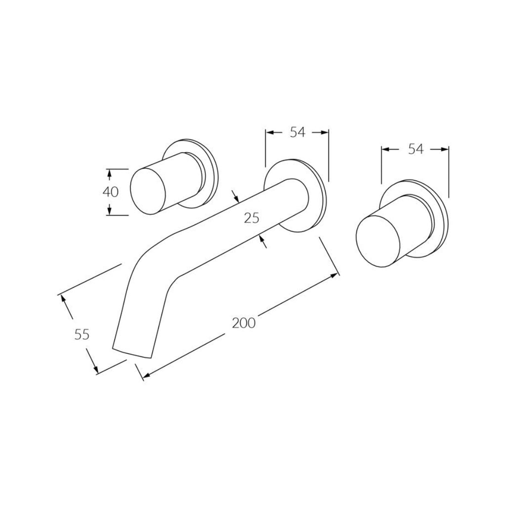 Sussex Circa Wall Bath Set 200mm - Chrome - RBS200