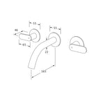 Sussex Duet 165 Wall Bath Tap Set - Chrome - DBS165