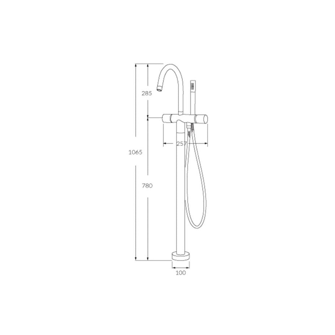 Sussex Floormount Mixer with Hand Shower - Chrome w- Installation Kit - RFMHT + SXFMMIK