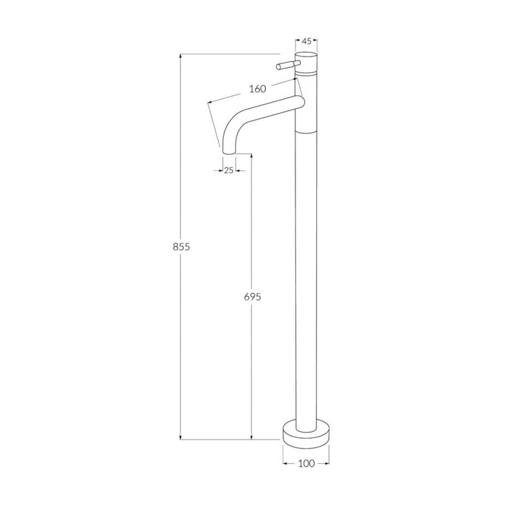 Sussex Voda 200mm Floor Mount Mixer with Straight Spout w- Installation Kit - Chrome - VFM200T + SXFMMIK