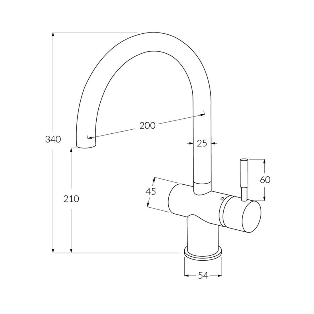 Sussex Voda Sink Mixer Curved RH - Matte Black - VSMC-17