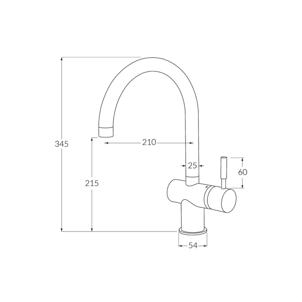 Sussex Voda Sink Mixer Curved RH Marine Grade Stainless Steel 316 - VSMCSSRH