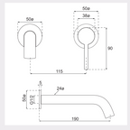 Villeroy & Boch Vita 25 Wall Mounted Basin Mixer Set (Includes In-Wall Body) - LF Gun Metal - 1102590B + 6622500