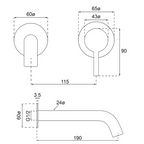 Villeroy & Boch Vita 35 Wall Mounted Basin Bath Mixer (Includes In-Wall Body) - LF Brushed Gold - 1104585B + 8733500