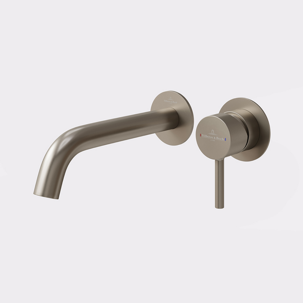 Villeroy & Boch Vita 35 Wall Mounted Basin Bath Mixer (Includes In-Wall Body) - LF Brushed Nickel - 1104580B + 8733500