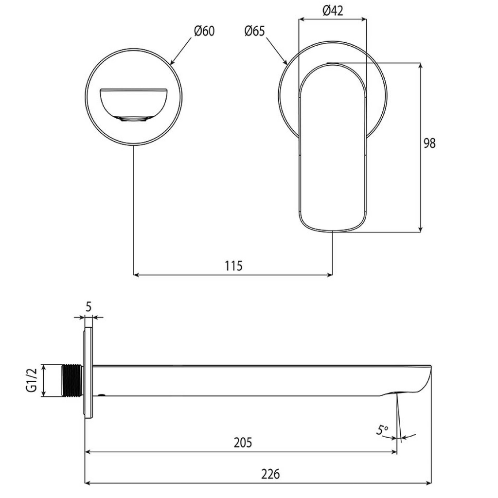 Villeroy & Boch O.Novo Wall Basin Mixer (Includes In-Wall Body) - LF Brushed Gold - 1044585B + 8733500