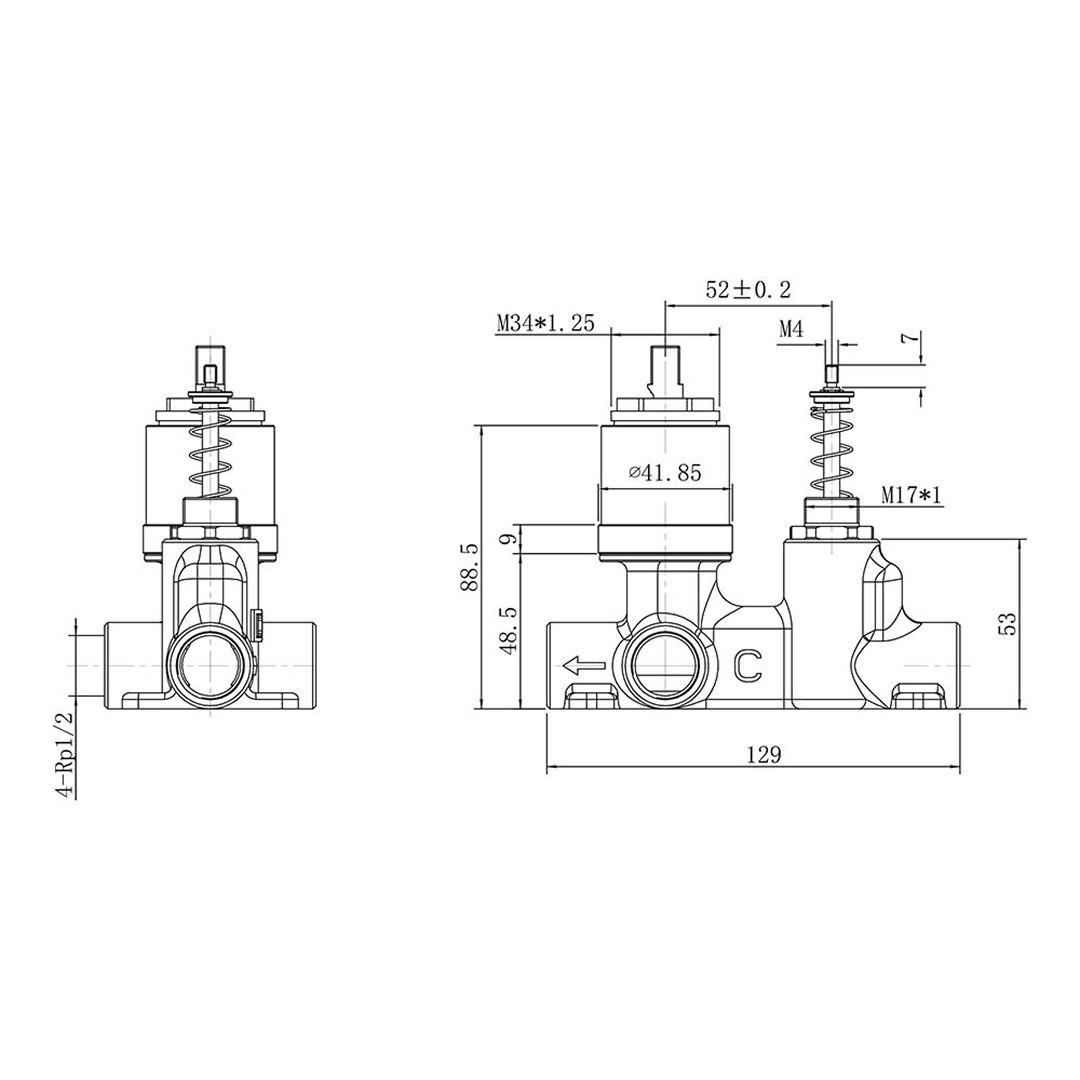 Villeroy & Boch O.Novo Style Diverter Mixer (Includes In-Wall Body) - LF Matte Black T166295