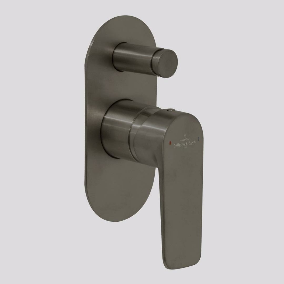 Villeroy & Boch O.Novo Style Diverter Mixer (Includes In-Wall Body) - LF Gun Metal T166290