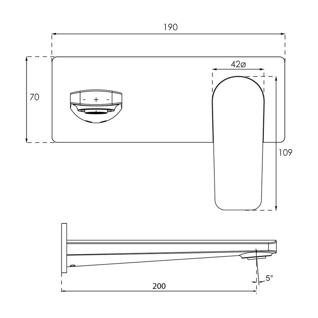 Villeroy & Boch O.Novo Style Rectangular Wall Basin Mixer Set (Includes In-Wall Body) - LF Gun Metal - 1165090B + 8733500