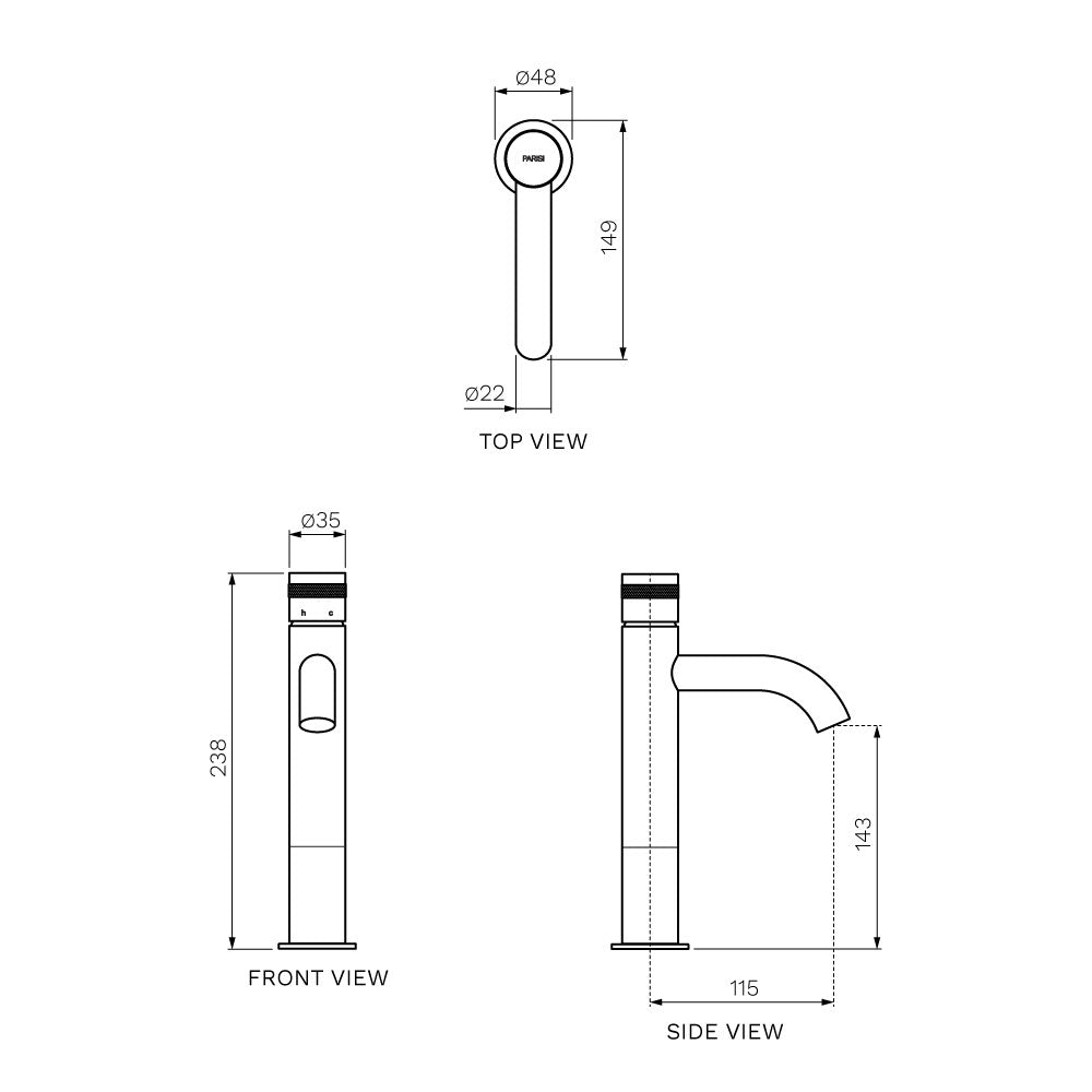 Parisi Todo II Mid Level Basin Mixer with Curved Spout - Chrome - T2DO.01-1HCH60