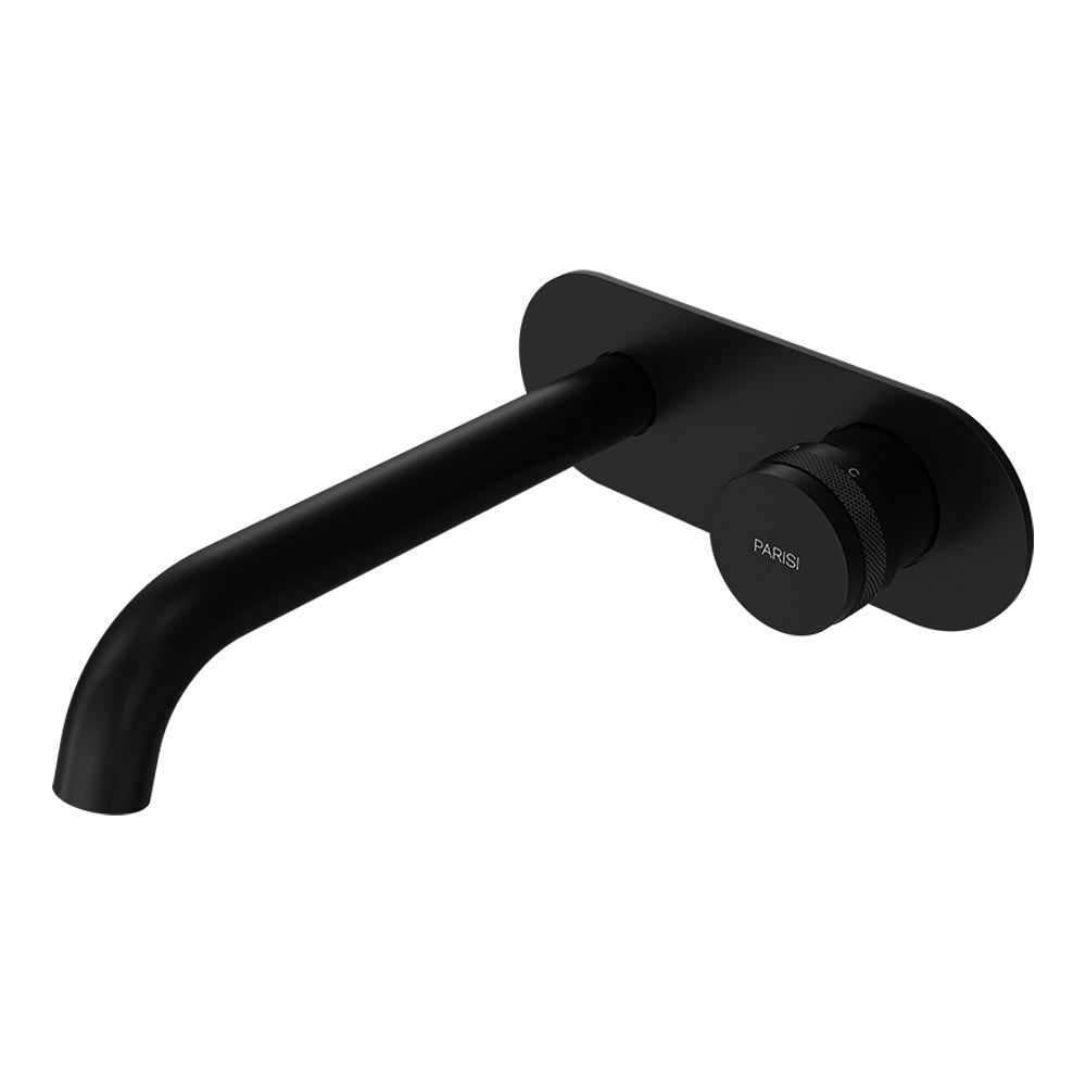 Parisi Todo II Wall Mixer with 190mm Curved Spout on Elliptical Plate - Matt Black - T2DO.01-2E190C.02