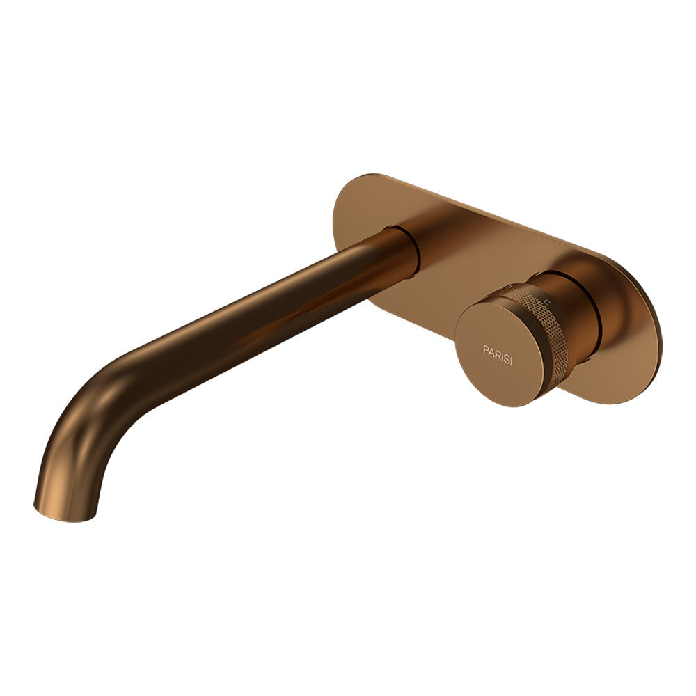 Parisi Todo II Wall Mixer with 190mm Curved Spout on Elliptical Plate - Matt Bronze - T2DO.01-2E190C.48