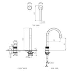 Parisi Todo II Hob Mixer with Round Swivel Spout - Matt Black - T2DO.06-2HSC.02