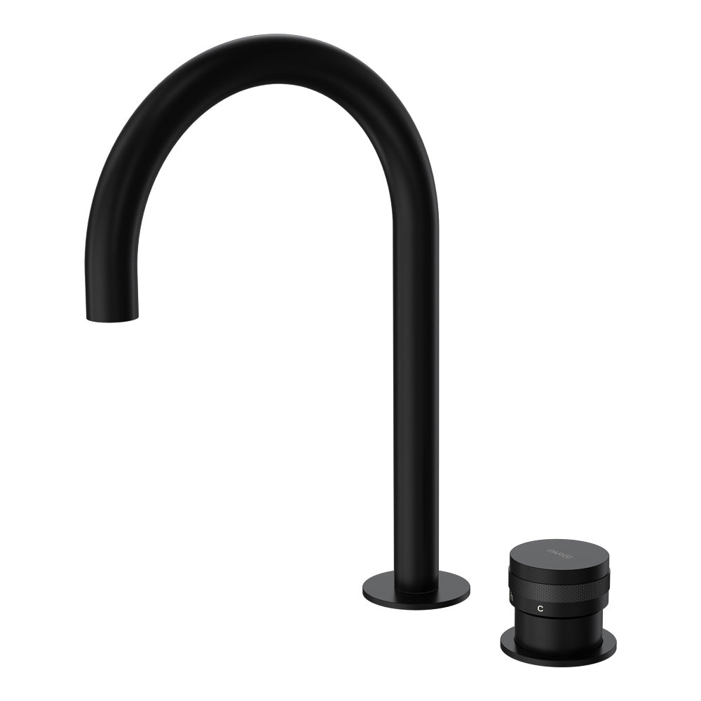 Parisi Todo II Hob Mixer with Round Swivel Spout - Matt Black - T2DO.06-2HSC.02