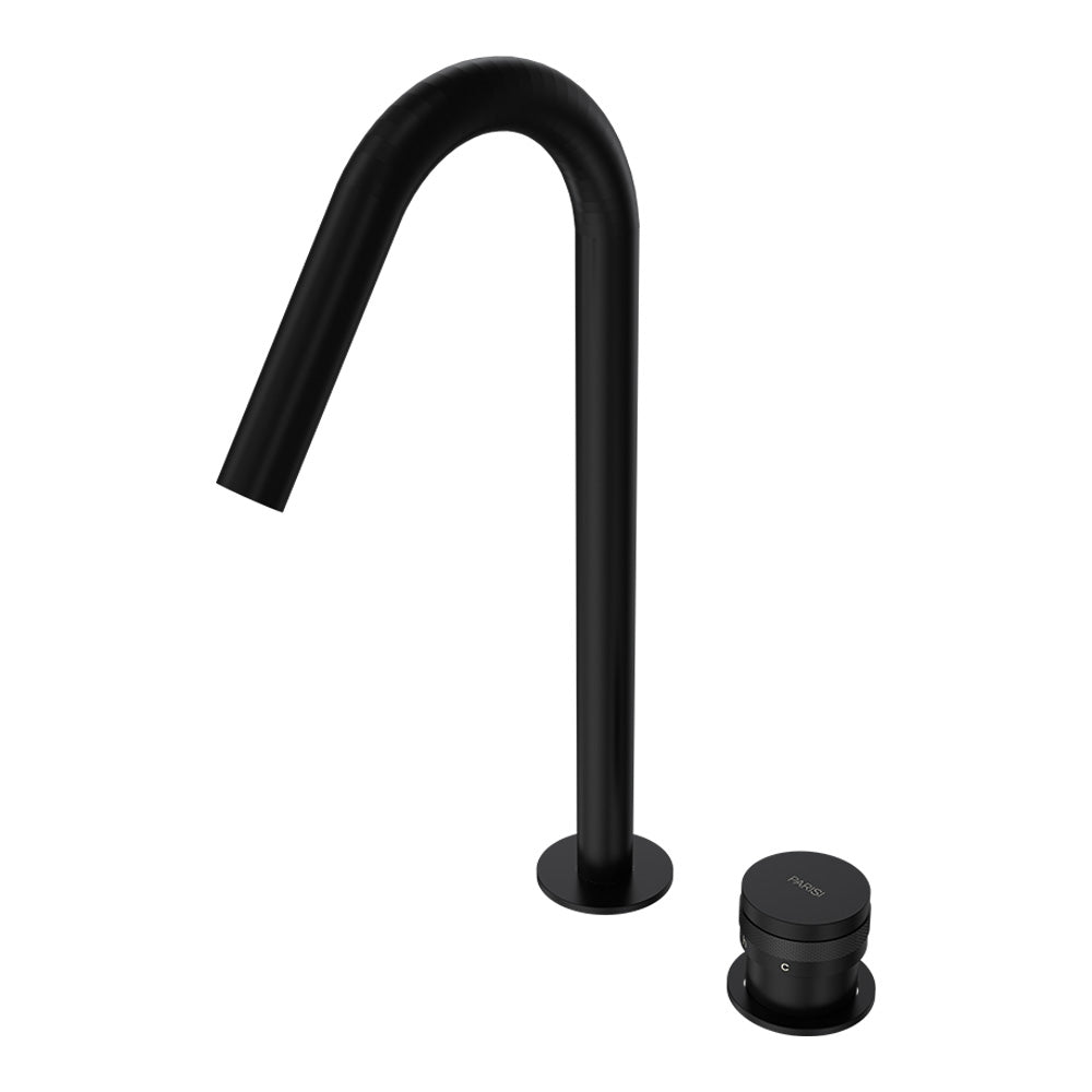 Parisi Todo II Hob Mixer with Gooseneck Swivel Spout - Matt Black - T2DO.06-2HSE.02