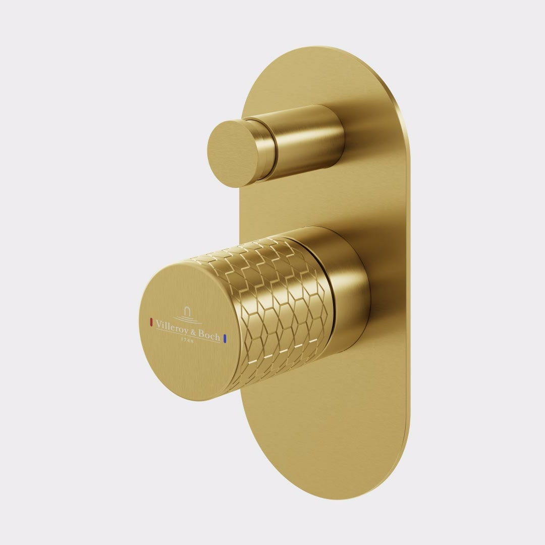 Villeroy & Boch Luxx Diverter Mixer Set (Includes In-Wall Body) - LF Brushed Gold T686285