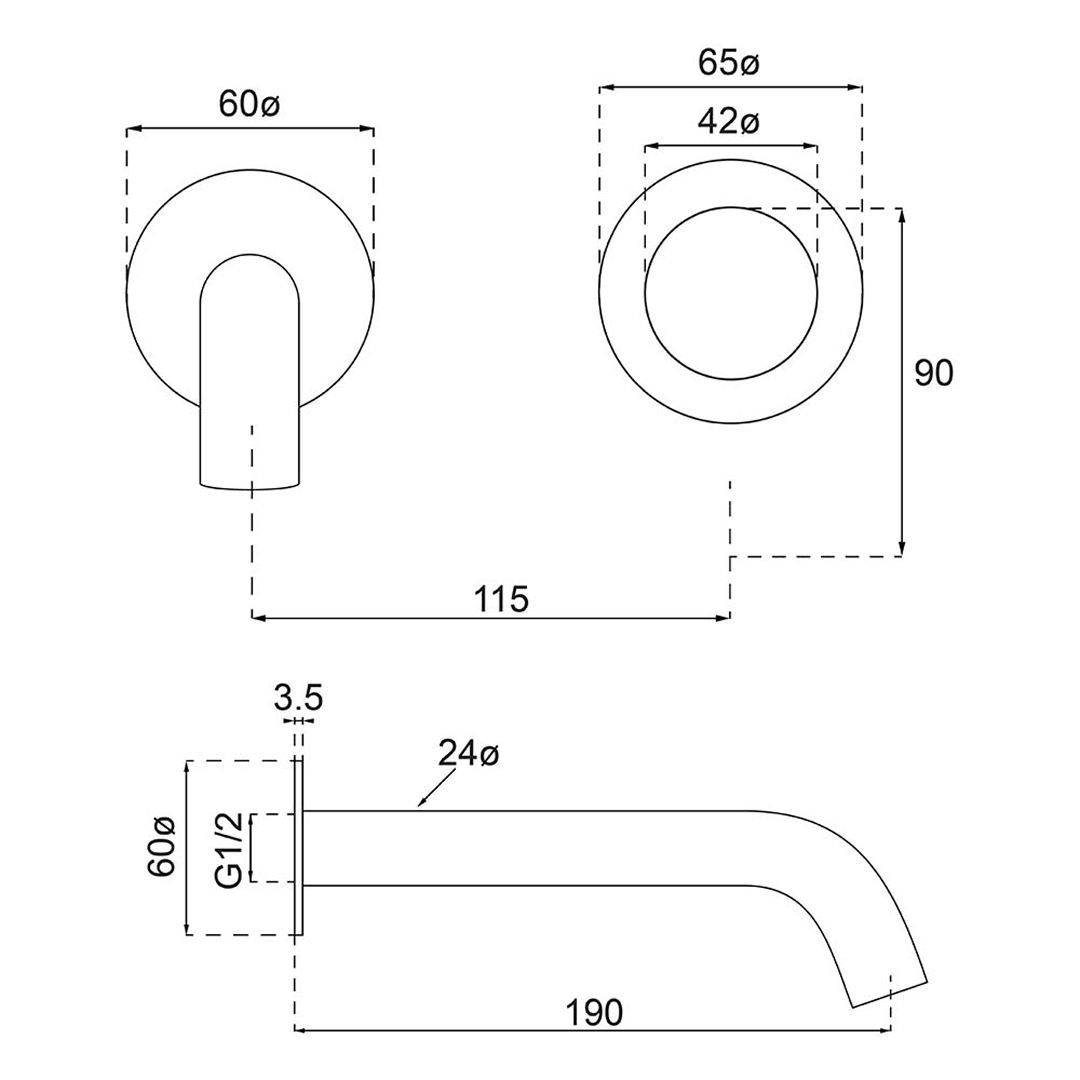 Villeroy & Boch Luxx Wall Basin Mixer Set (Includes In-Wall Body) - LF Chrome T689761