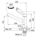 Franke Orbit Non-Pull Out Sink Mixer - Stainless Steel - TA9200