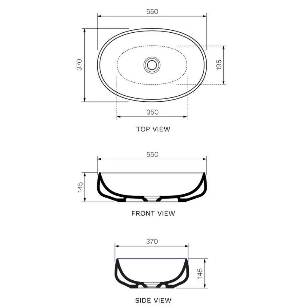 Parisi Oblo 55 Above Counter Basin - Matte Sand - TCOB55.53