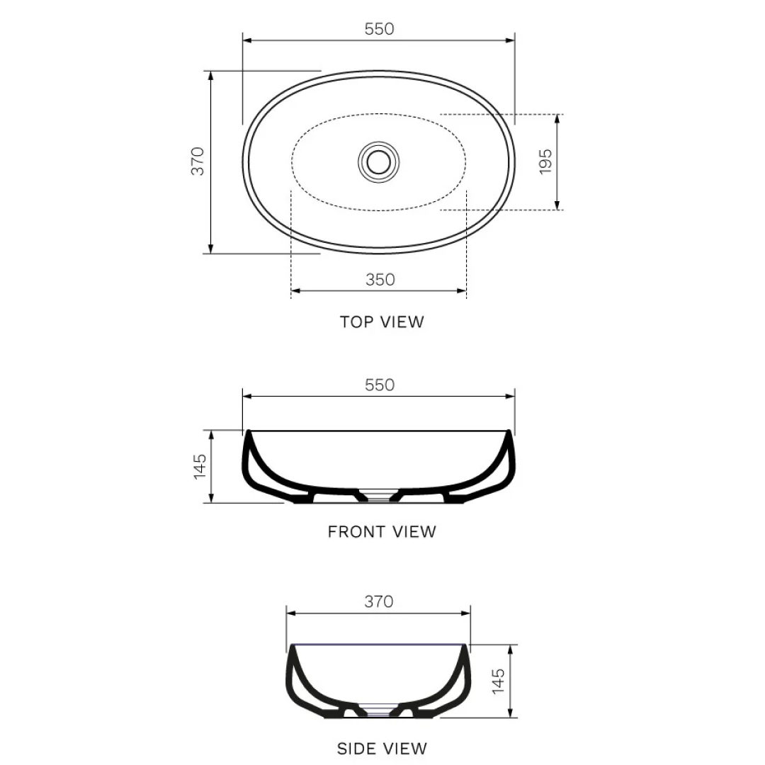 Parisi Oblo 55 Above Counter Basin - Gloss Bordeaux - TCOB55.59
