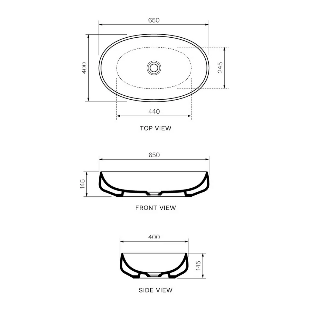 Parisi Oblo 650 Above Counter Basin - Matte Sand - TCOB65.53