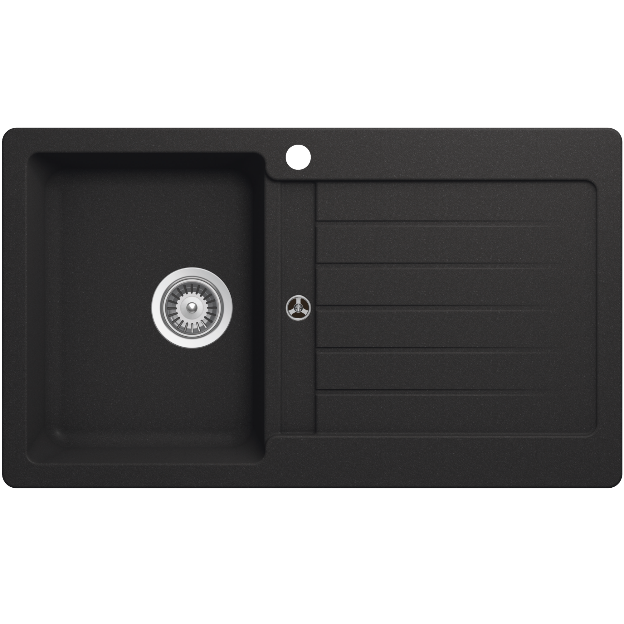 Abey SCHOCK Typos Topmount Single Left Hand Bowl Sink & Drainer 1TH - Onyx - TD100BL