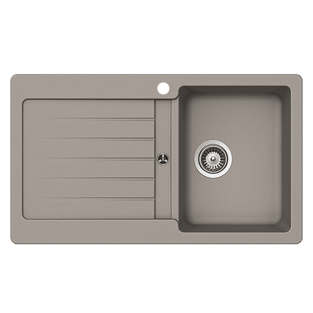 Abey SCHOCK Typos Topmount Single Right Hand Bowl Sink & Drainer 1TH - Concrete - TD100CRH