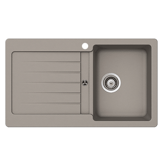 Abey SCHOCK Typos Topmount Single Right Hand Bowl Sink & Drainer 1TH - Concrete - TD100CRH