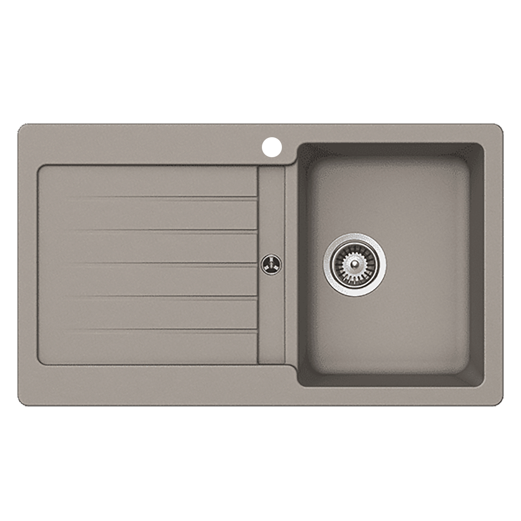 Abey SCHOCK Typos Topmount Single Right Hand Bowl Sink & Drainer 1TH - Concrete - TD100CRH