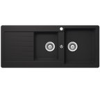 Abey SCHOCK Typos Topmount 1 & 3/4 Right Hand Bowl Sink & Drainer 1TH - Onyx - TD200BR