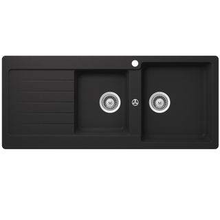 Abey SCHOCK Typos Topmount 1 & 3/4 Right Hand Bowl Sink & Drainer 1TH - Onyx - TD200BR