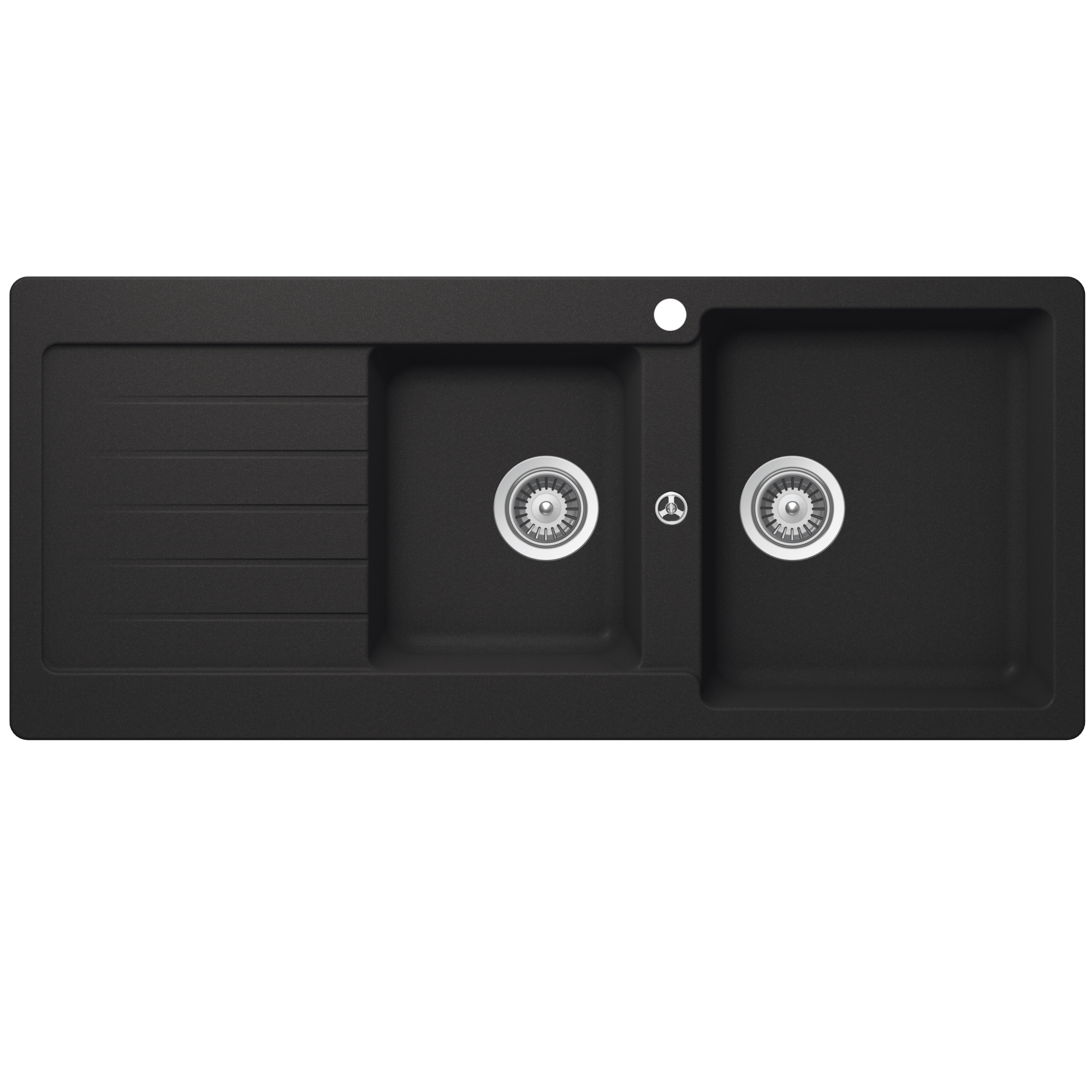 Abey SCHOCK Typos Topmount 1 & 3/4 Right Hand Bowl Sink & Drainer 1TH - Onyx - TD200BR