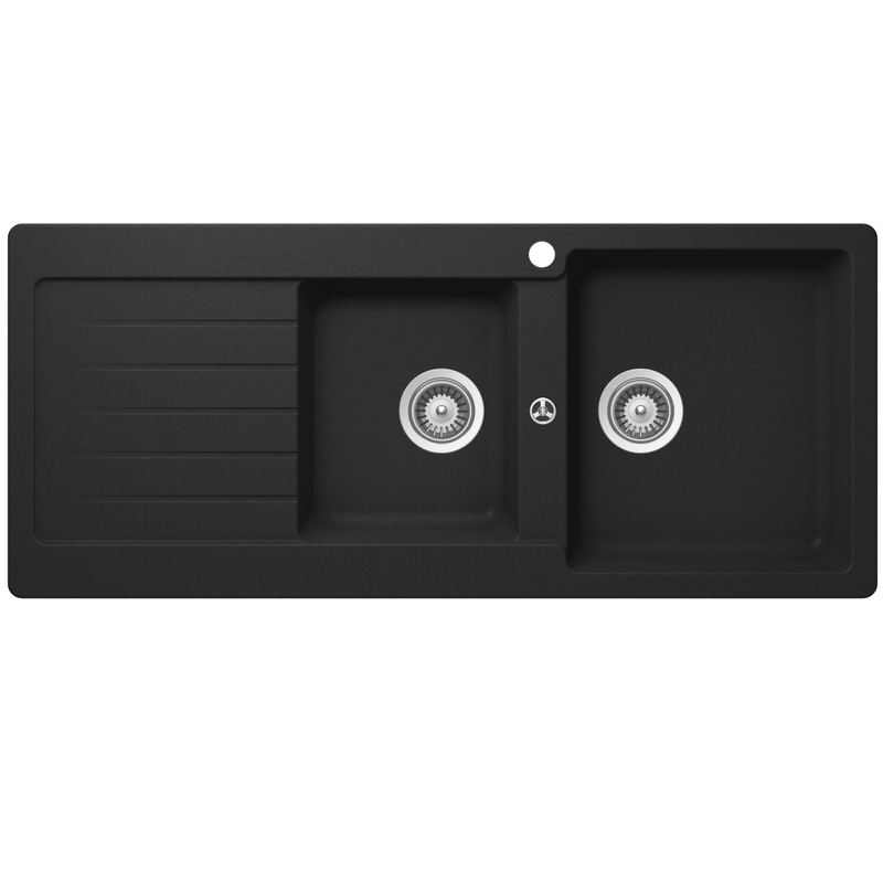 Abey SCHOCK Typos Topmount 1 & 3/4 Right Hand Bowl Sink & Drainer 1TH - Onyx