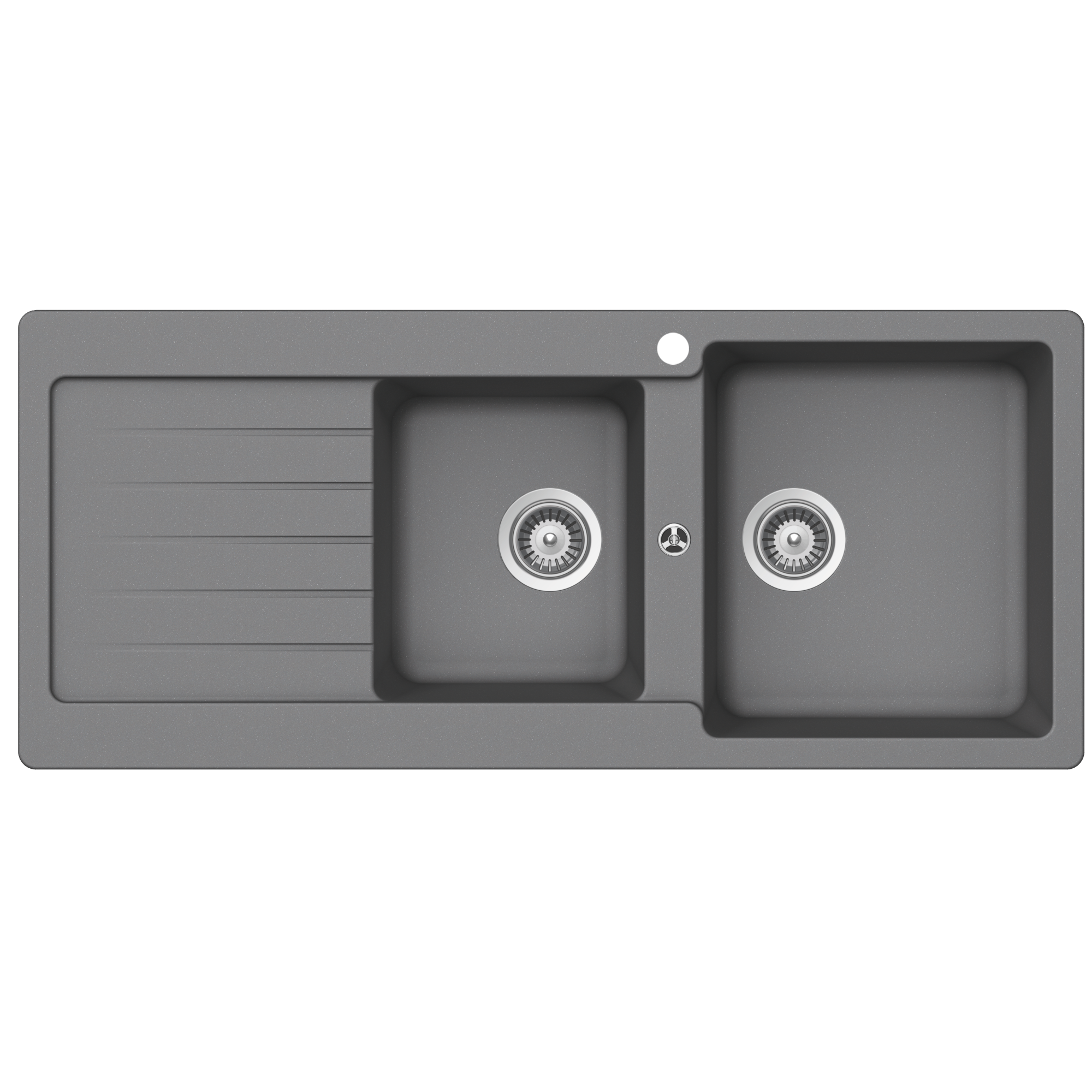 Abey SCHOCK Typos Topmount 1 & 3/4 Right Hand Bowl Sink & Drainer 1TH - Croma - TD200CRR