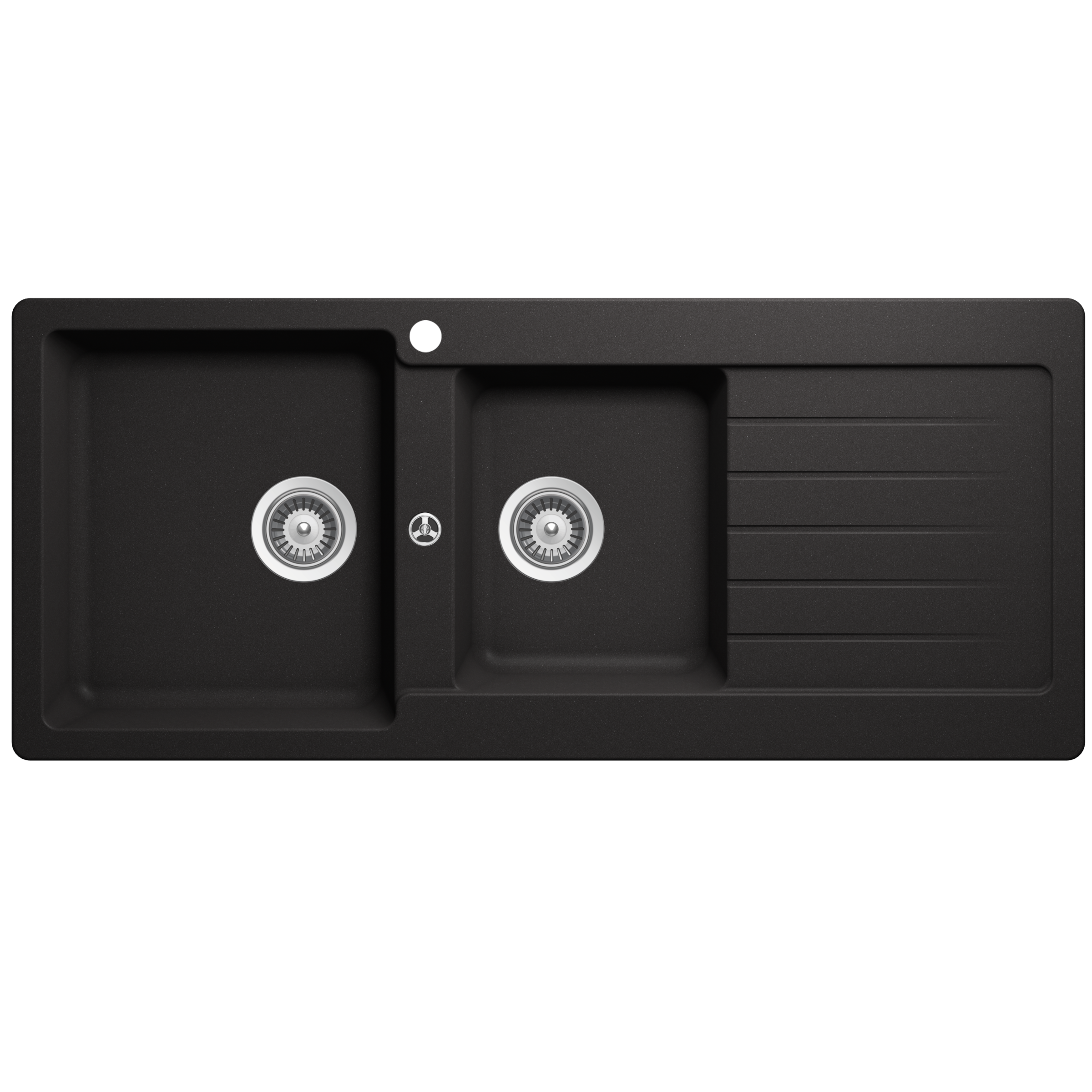 Abey SCHOCK Typos Topmount 1 & 3-4 Left Hand Bowl Sink & Drainer 1TH - Nero - TD200NL