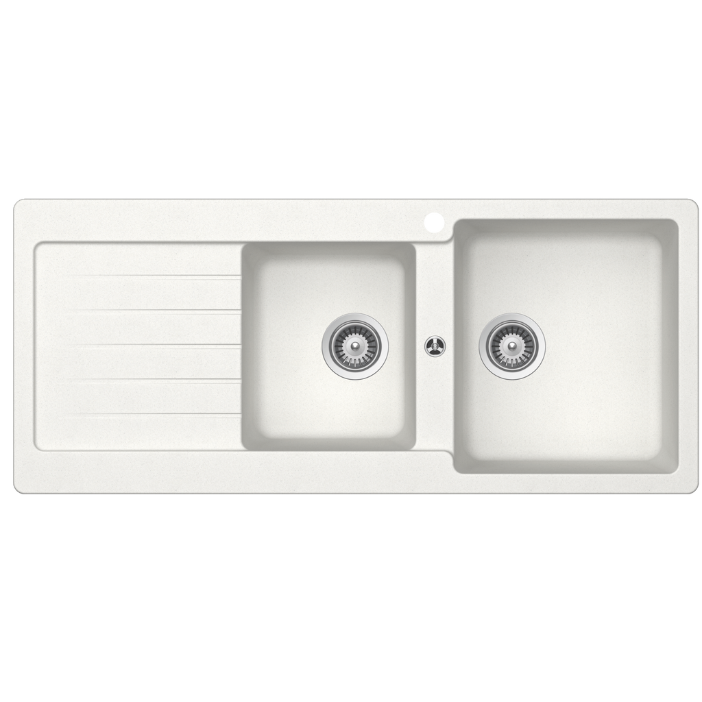 Abey SCHOCK Typos Topmount 1 & 3/4 Right Hand Bowl Sink & Drainer 1TH - Alpina - TD200WR