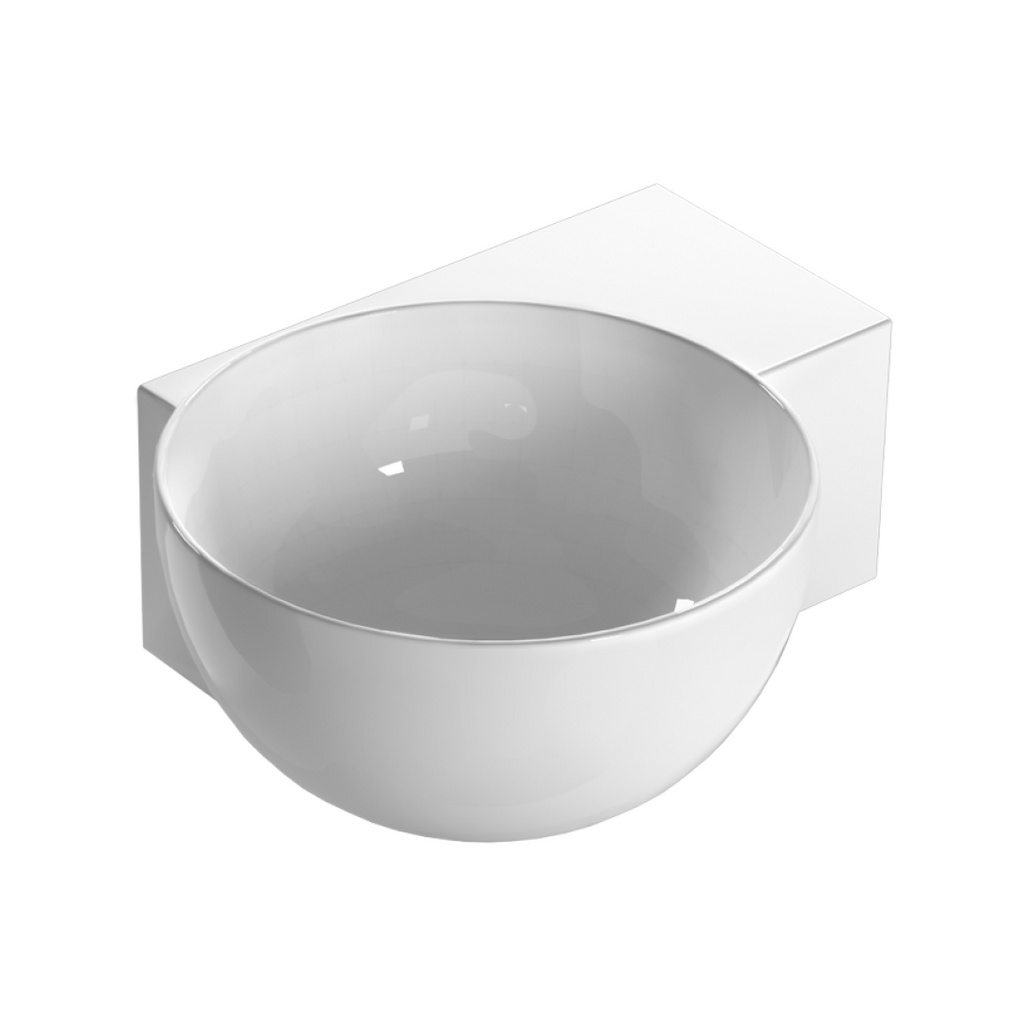 Globo T-Edge 400 Geometric Hand Rinse Wall or Countertop Basin (No Tap Hole) - Gloss White TE040BI